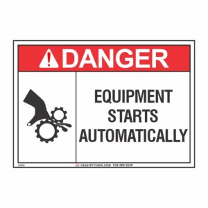 DANGER EQUIPMENT STARTS AUTOMATICALLY W/ PICTO