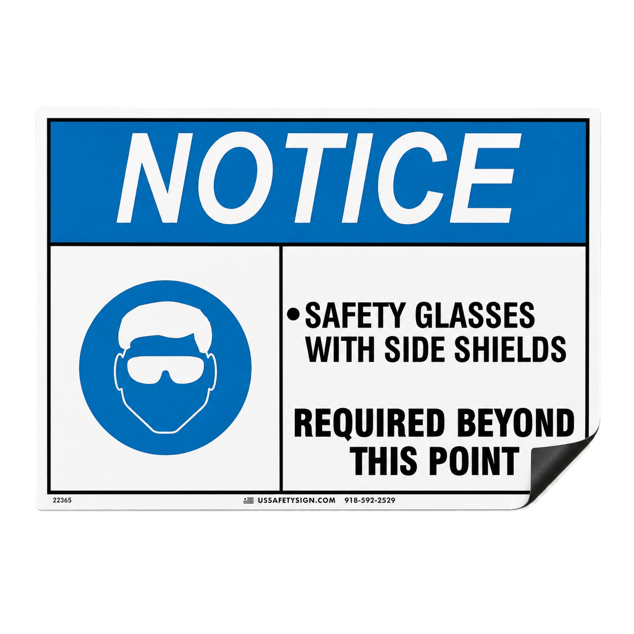 Notice safety glasses magnetic SafetySign mockup